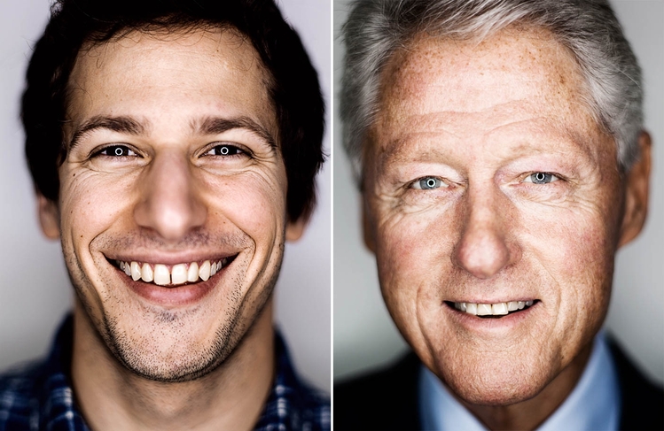 Adam Samberg, aktor, oraz Bill Clinton, 42. Prezydent Stanów Zjednoczonych; fot. Mark Mann