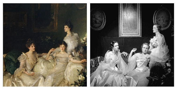 Po lewej: "The Wyndham Sisters",
John Singer Sargent (1899 r.)



Po prawej: fot. Cecil Beaton (1950 r.)